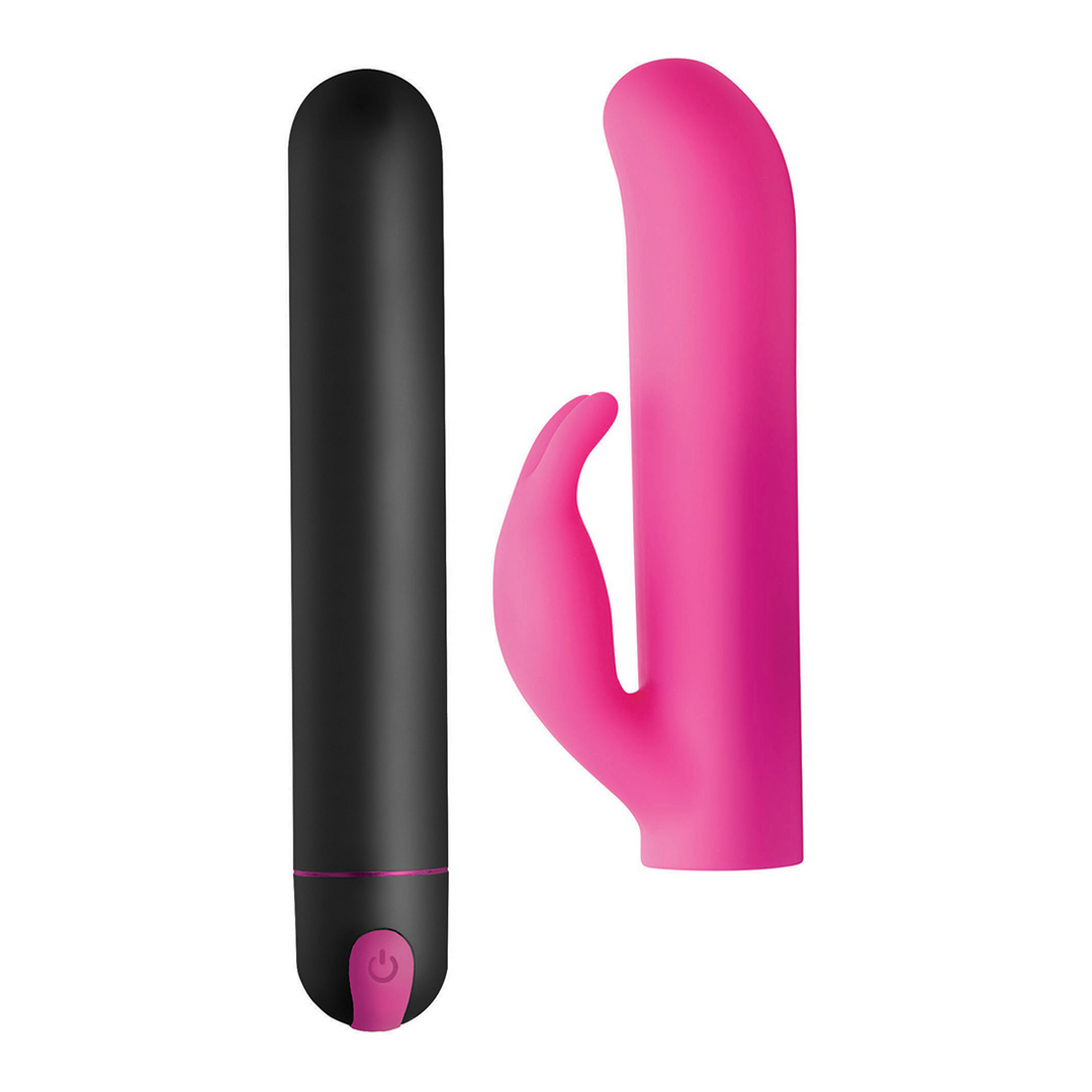 Bullet-Vibrator XL mit Rabbit-Silikonhülle Pink 14,7 cm