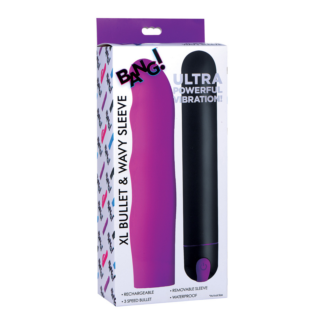 Bullet-Vibrator XL mit gewellter Silikonhülle Violett 20,8 cm