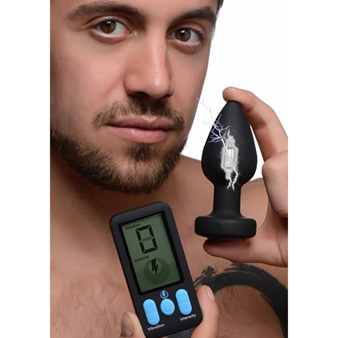 Analvibrator E-Stim Pro Silikon mit Fernbedienung Schwarz 8,1 cm