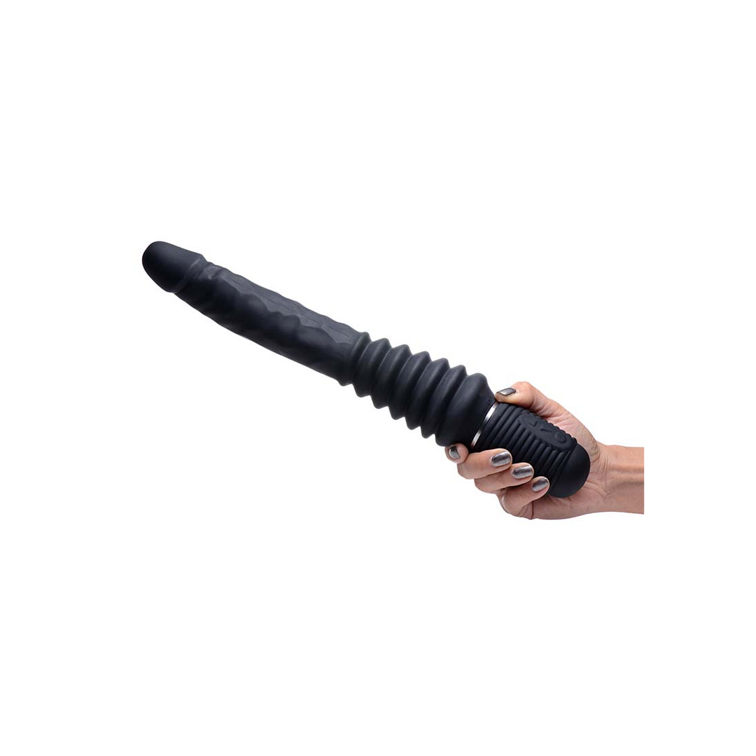 Realistischer Vibrator Thrust Master stoßend mit Griff Schwarz 17,8 cm