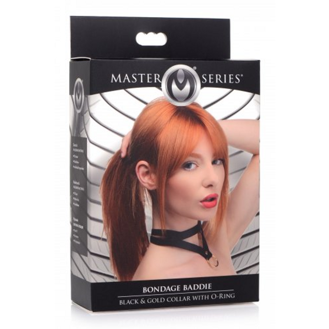 Halsband Bondage Baddie mit O-Ring Schwarz 48 cm
