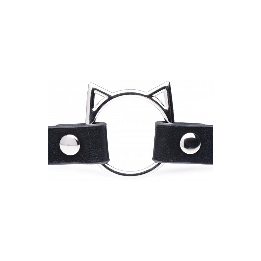 Choker Kinky Kitty mit Ring PU-Leder Schwarz