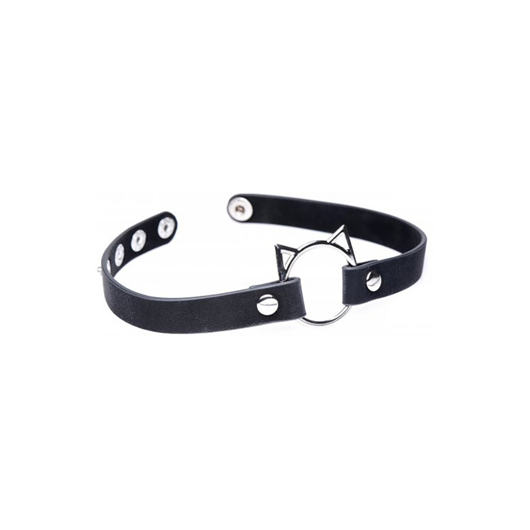 Choker Kinky Kitty mit Ring PU-Leder Schwarz