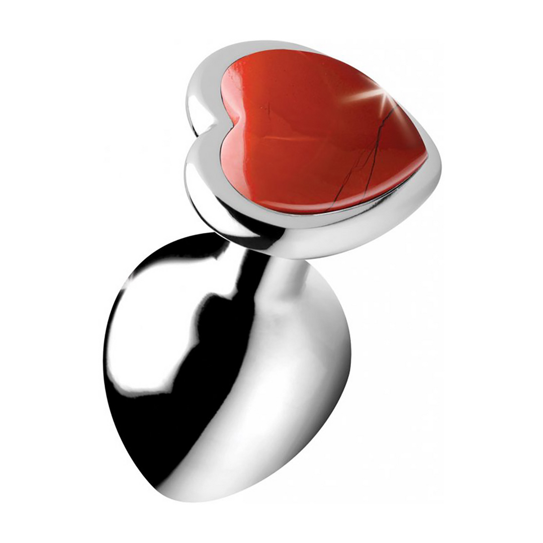 Analplug Jaspis Herz Rot 6,8 cm