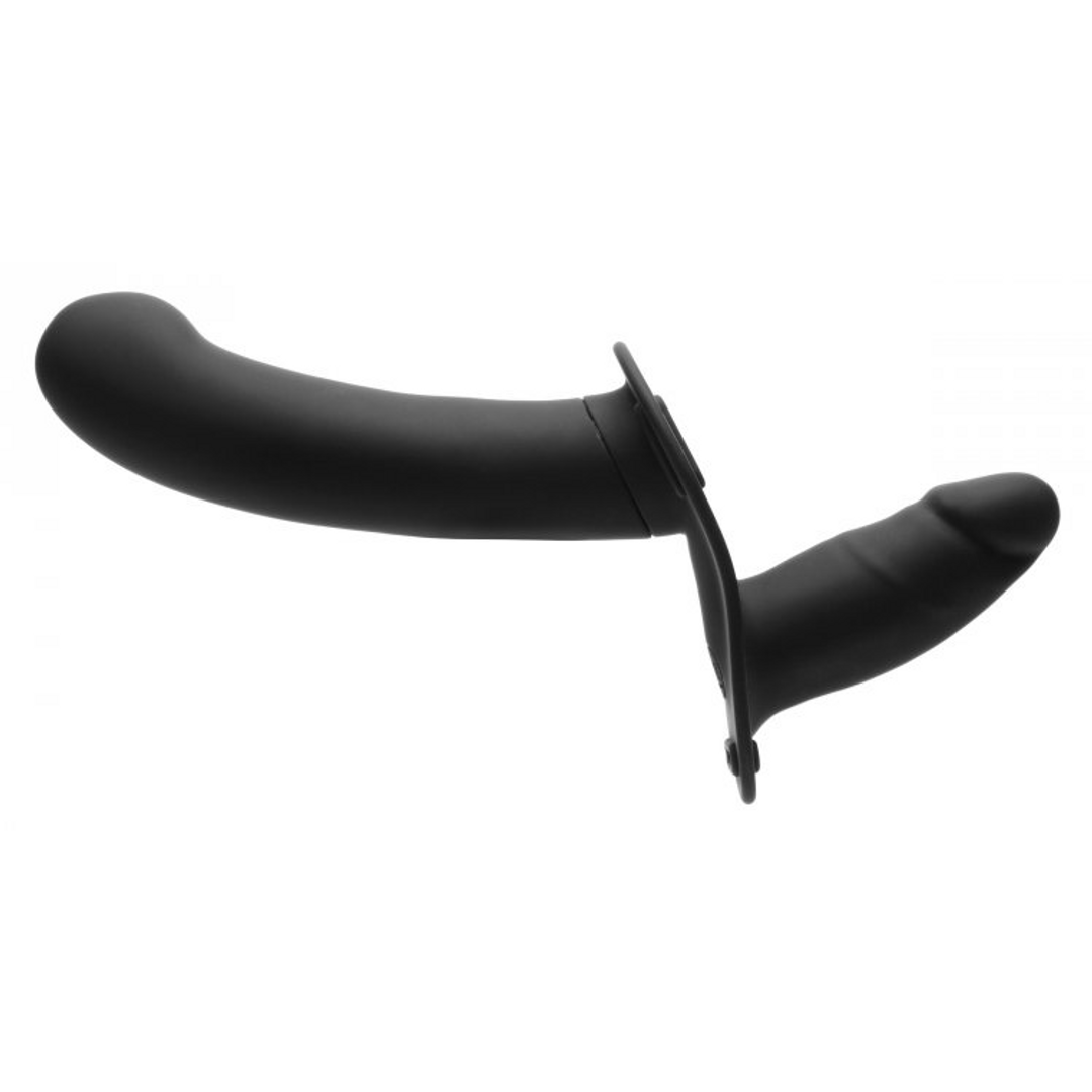 Dildo Doppel Diva mit Harness und Fernbedienung Schwarz 14 cm