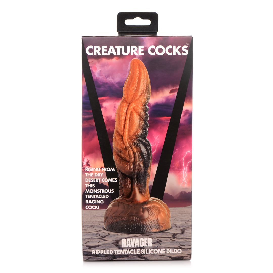 Dildo Ravager gewellte Tentakel Silikon Orange 16,5 cm