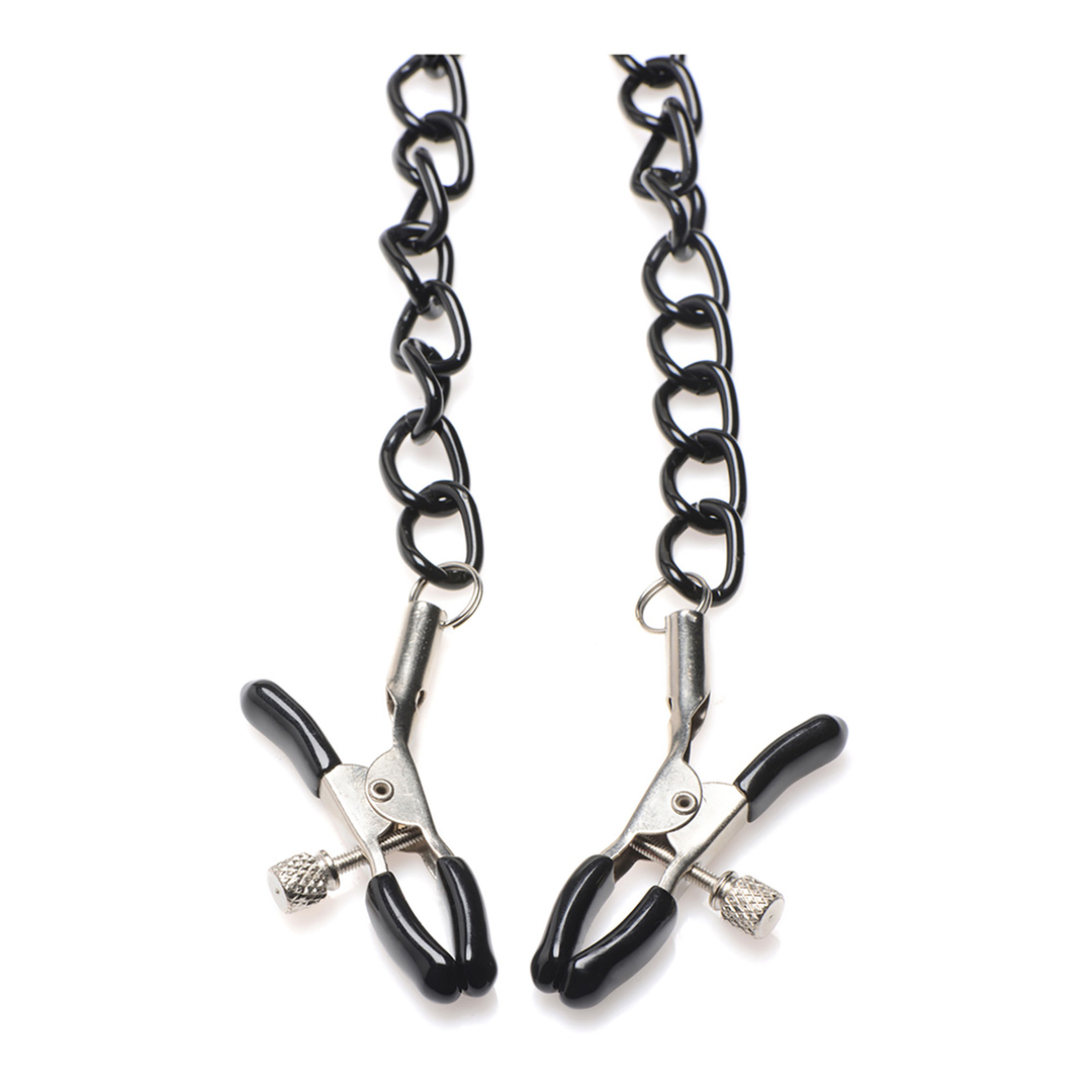 Nippelklemmen Verführerin mit Halsband Schwarz 16 cm