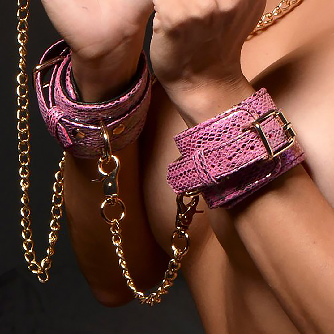 Fesselset Schlangenprint Pink
