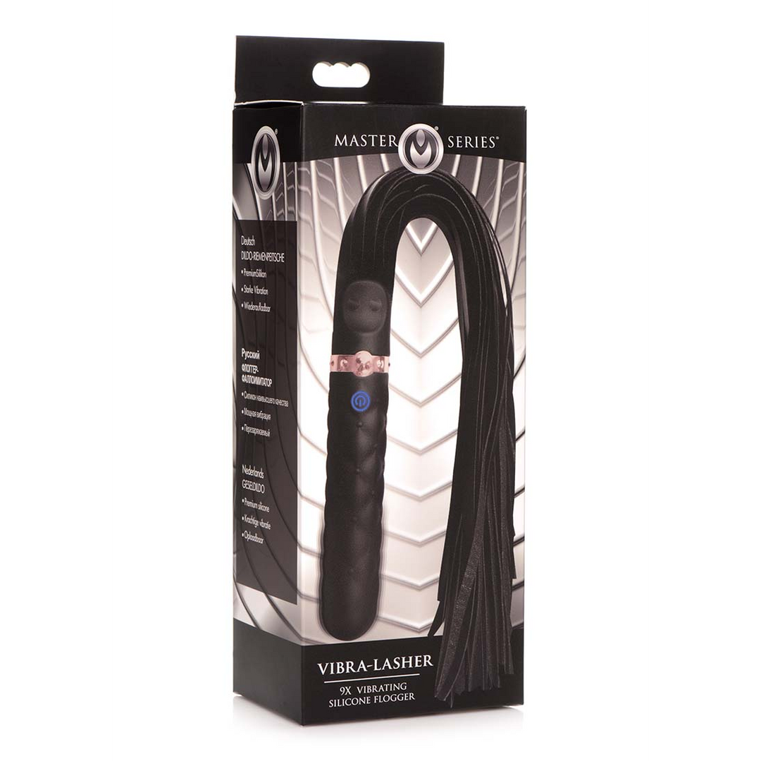 Dildo Vibra-Lasher vibrierend mit Flogger Silikon Schwarz 13,3 cm