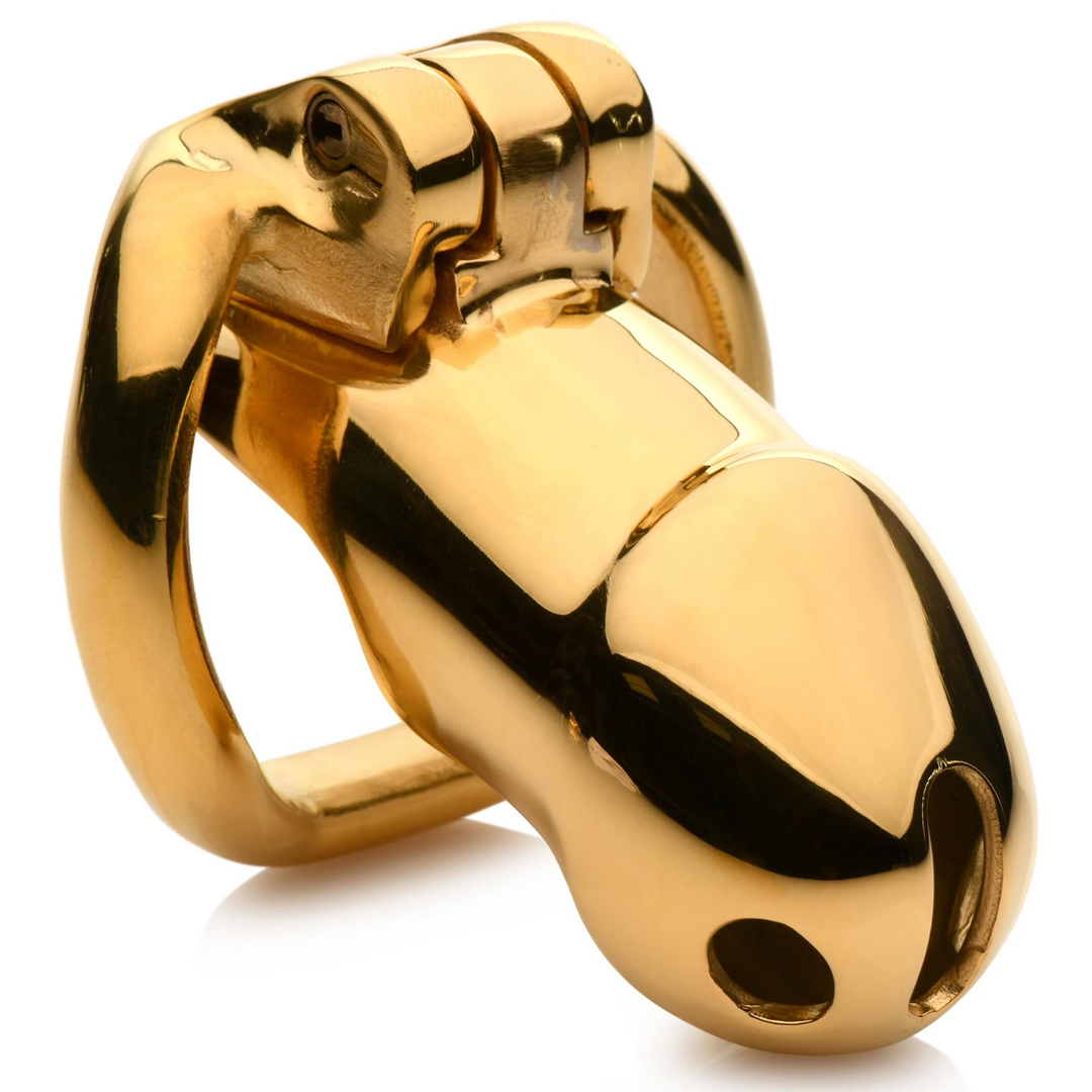 Peniskäfig Midas abschließbar 18 Karat vergoldet Gold 12,4 cm