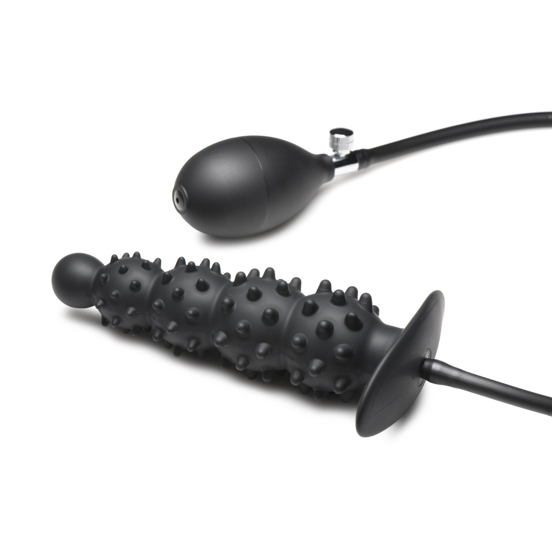 Analplug Ass Puffer aufblasbar mit Noppen Silikon Schwarz 19,7 x Ø 5,1 cm