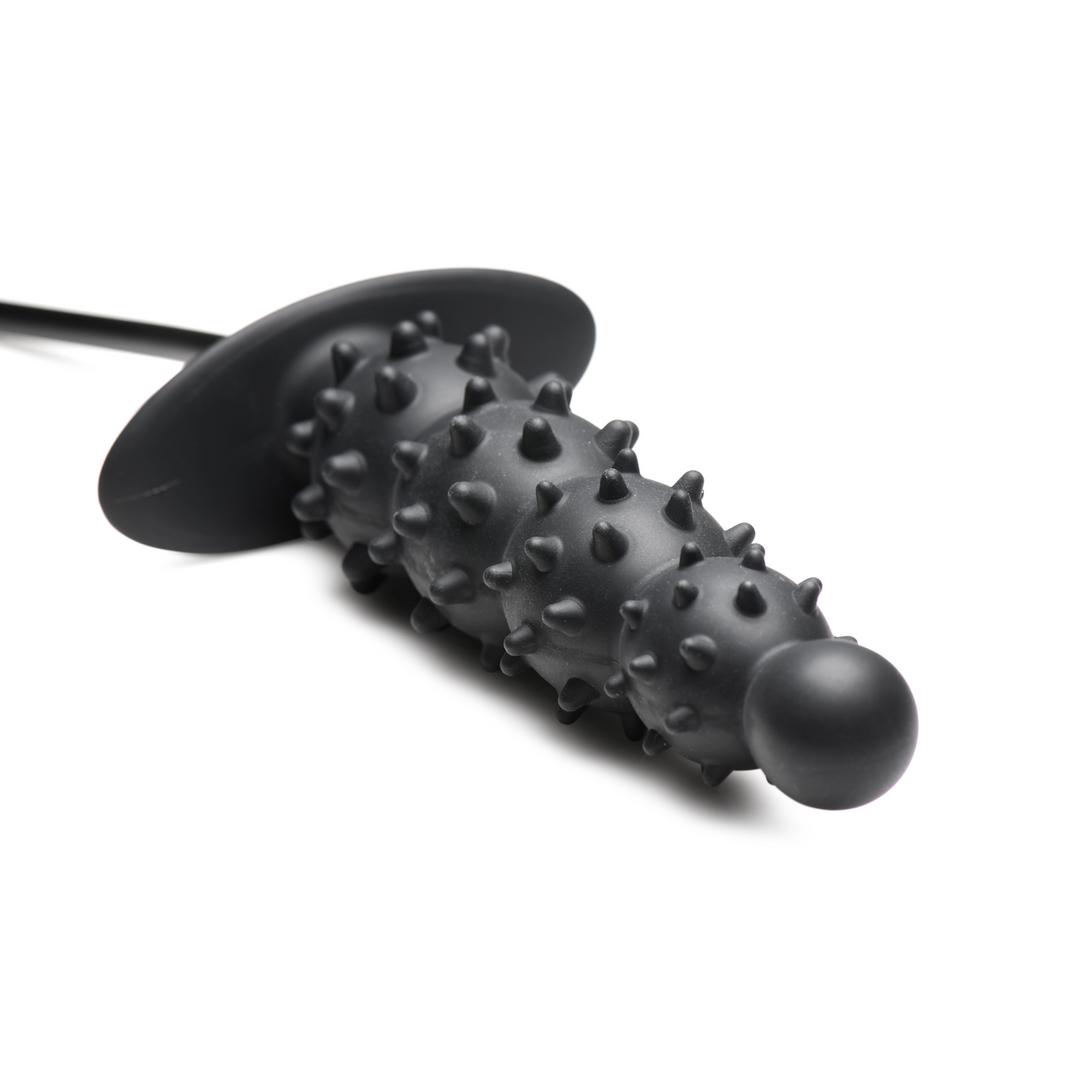 Analplug Ass Puffer aufblasbar mit Noppen Silikon Schwarz 19,7 x Ø 5,1 cm