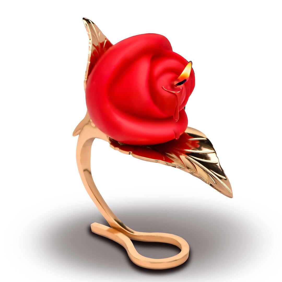 Massagekerze Burning Passion Rose mit Halter Rot und Gold