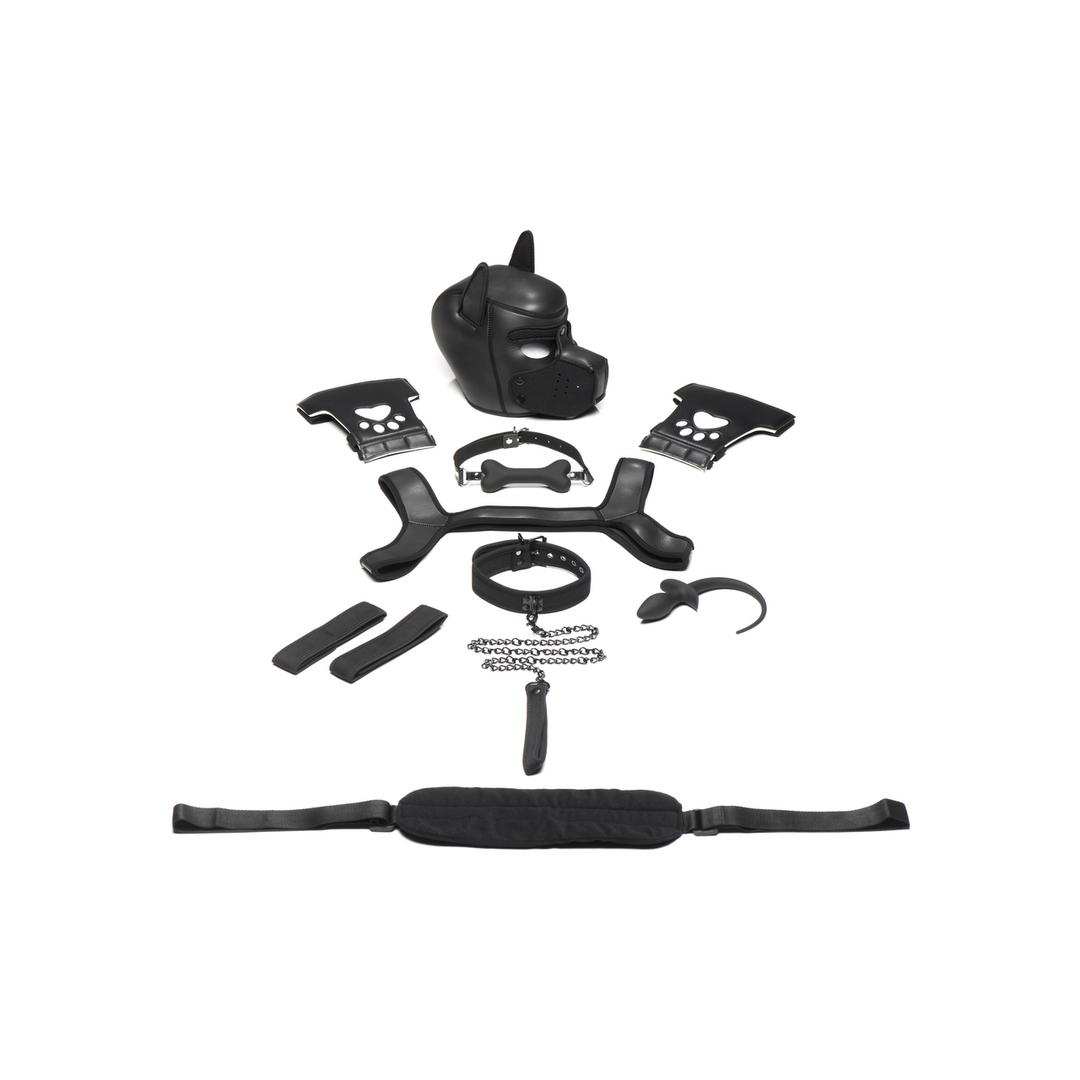 Puppy-Play-Set Neopren Schwarz Einheitsgröße