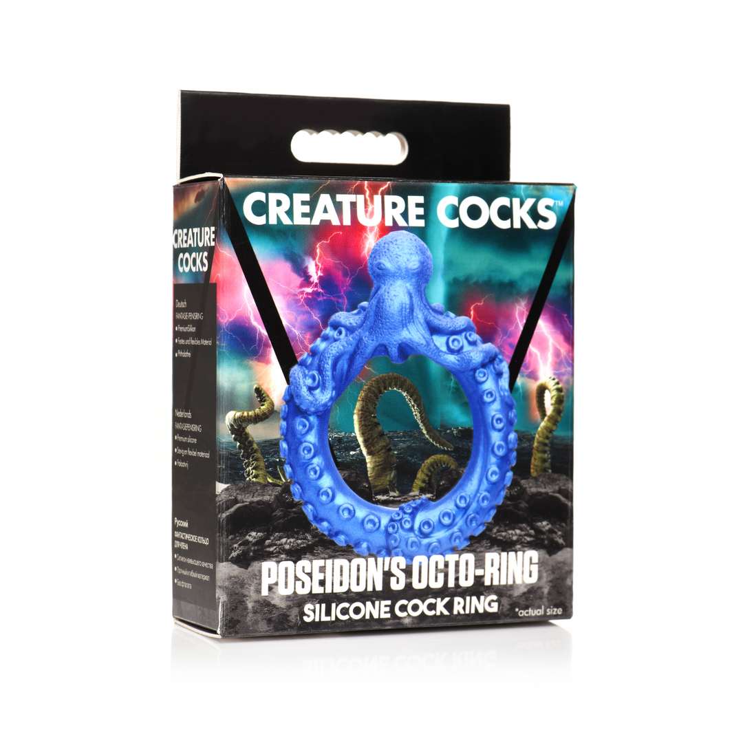 Penisring Poseidon Oktopus Silikon Blau 6,5 cm