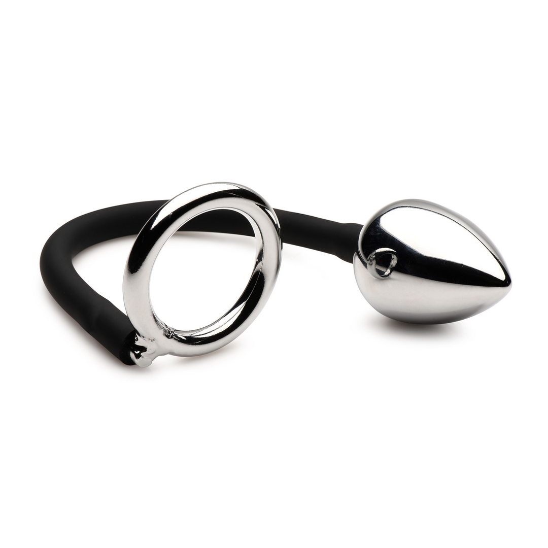 Penis- und Hodenring mit Analplug Schwarz 5,8 cm