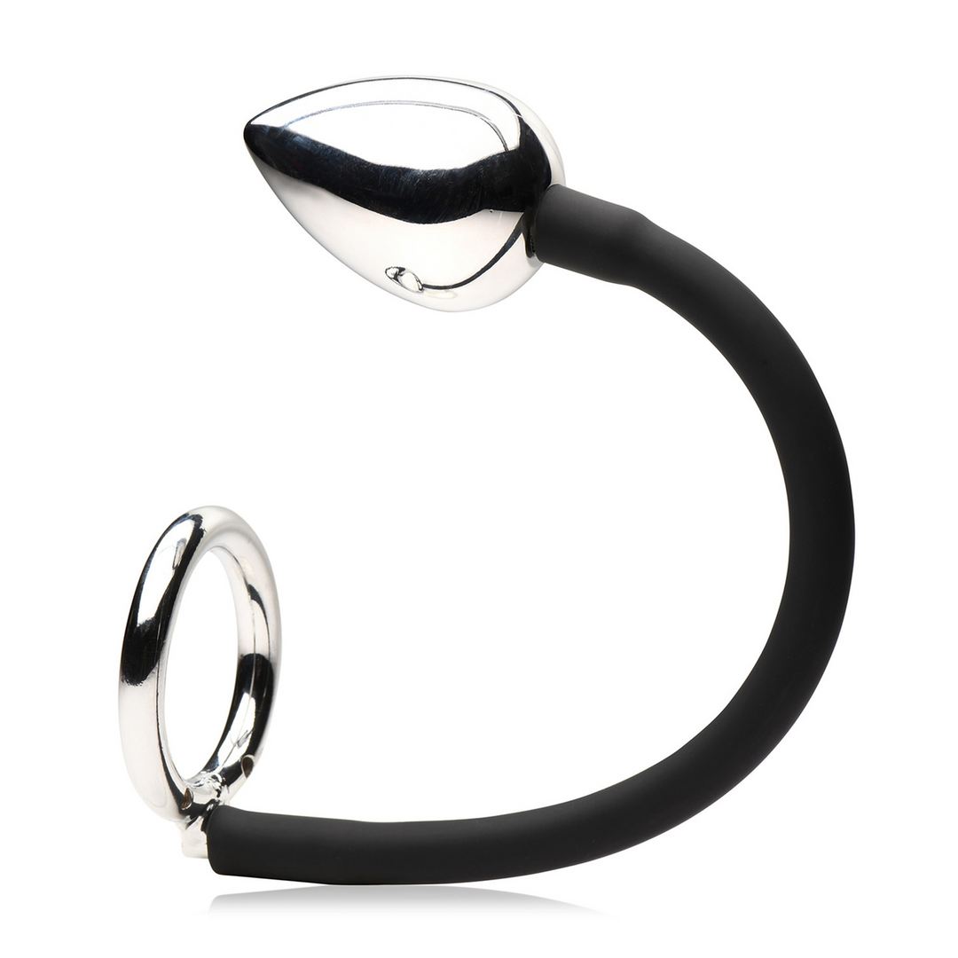 Penis- und Hodenring mit Analplug Schwarz 5,8 cm
