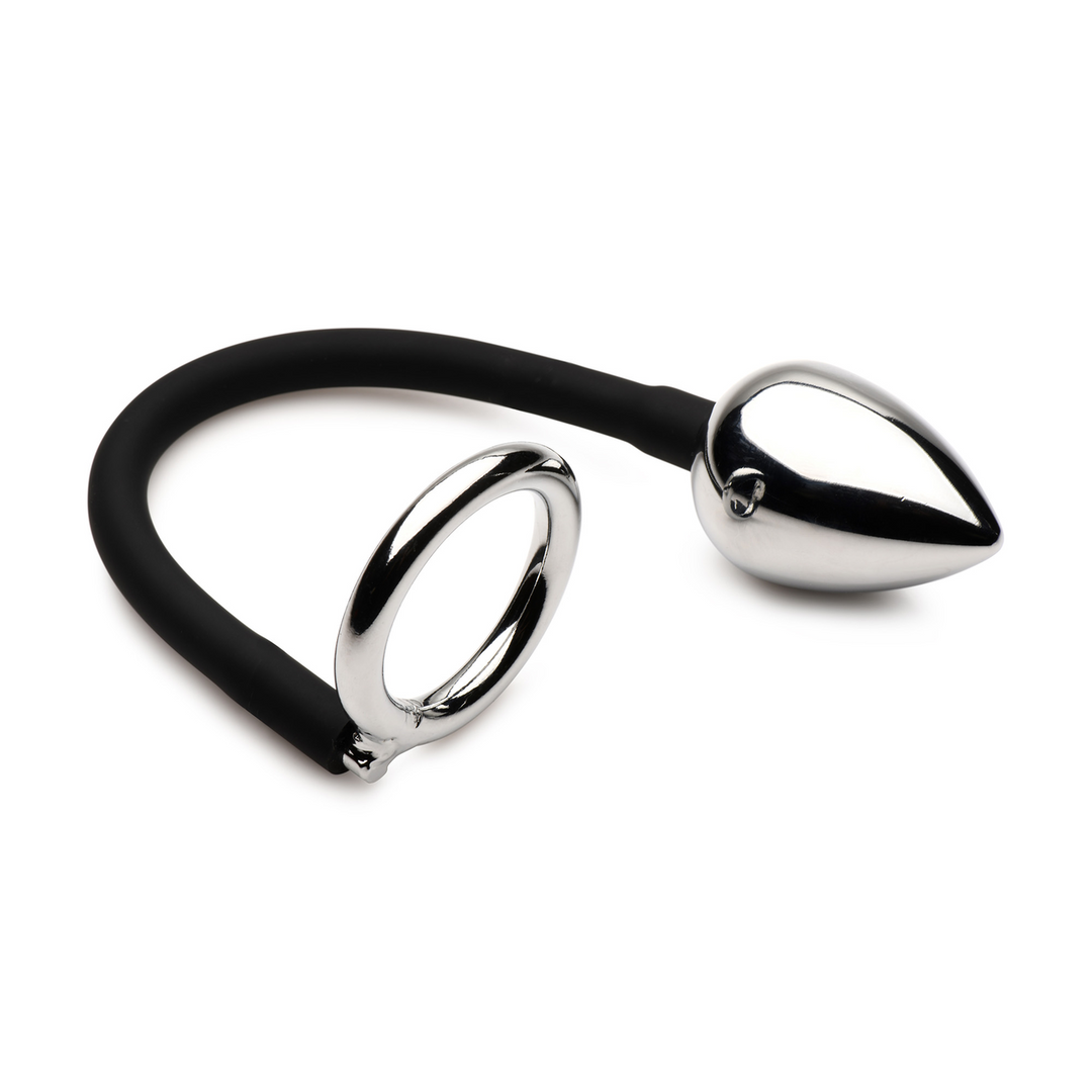Penis- und Hodenring mit Analplug Schwarz 5,8 cm
