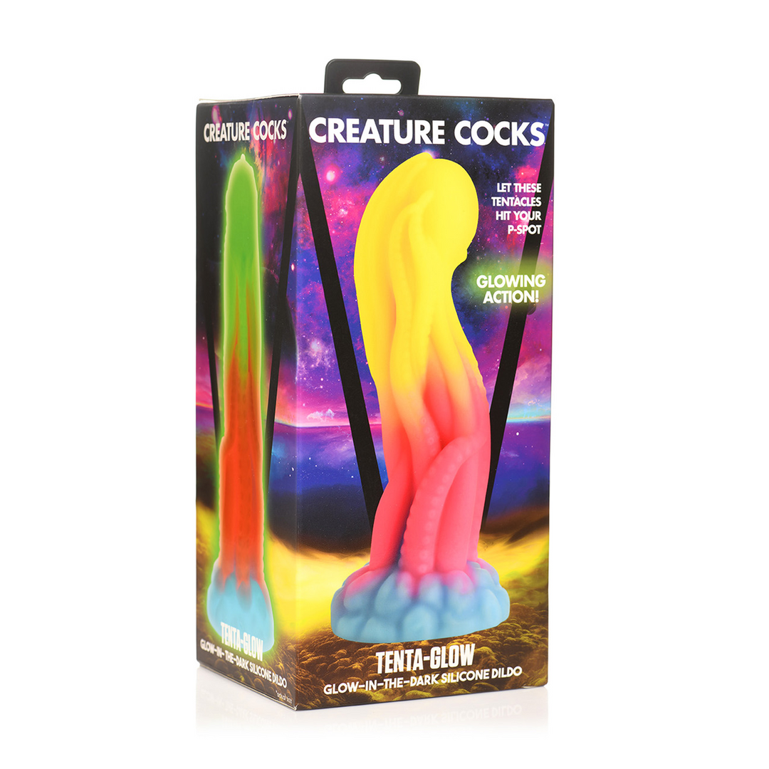 Dildo Tenta Glow nachtleuchtend Silikon Regenbogen 19,1 cm