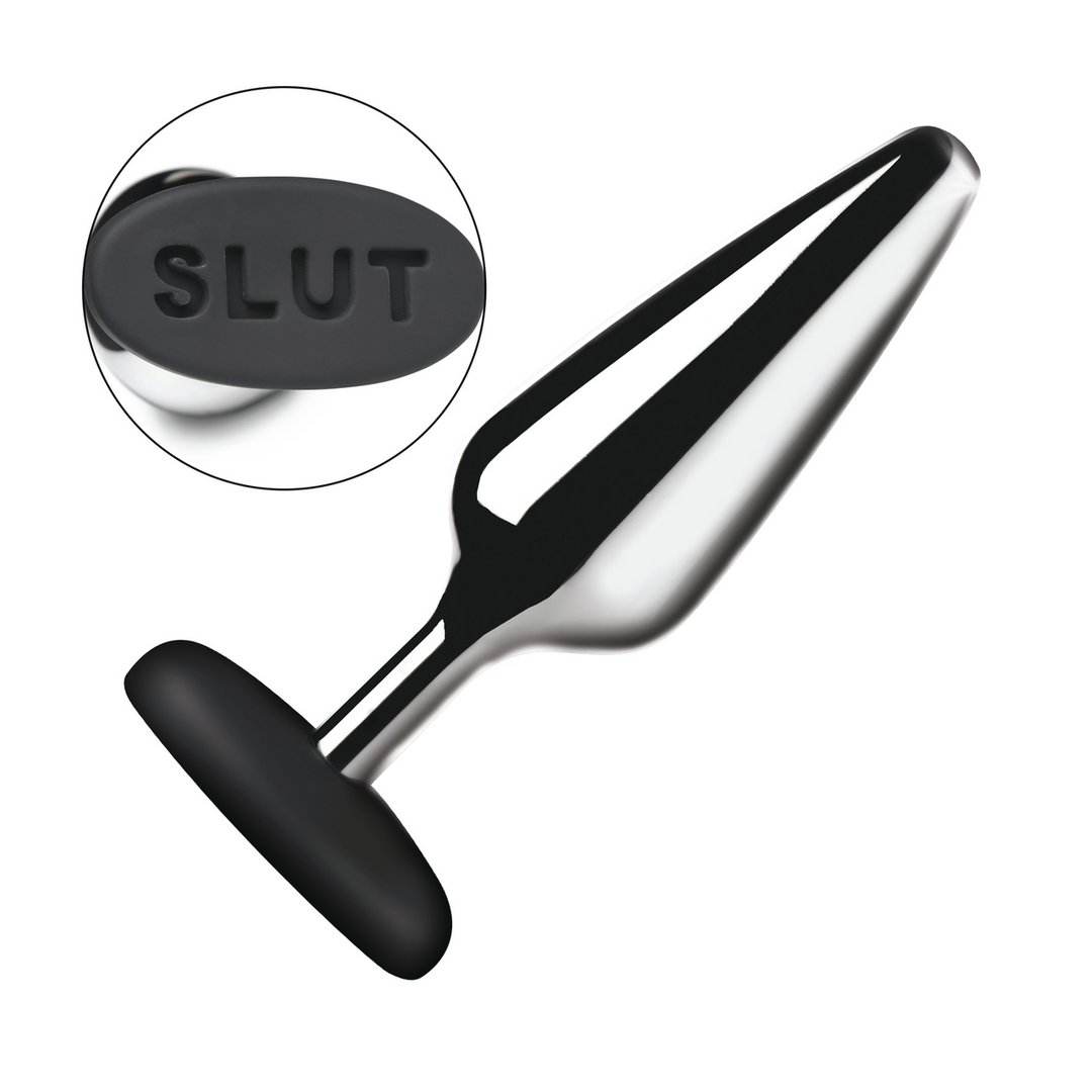 Analplug Butt Slut Metall und Silikon Schwarz/Silber 11,9 x Ø 4,8 cm