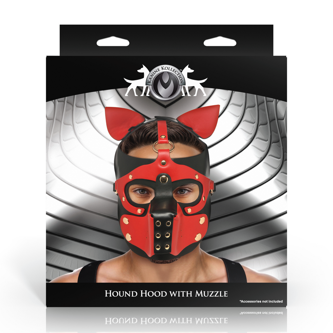 Maske Hound mit Maulkorb Schwarz/Rot