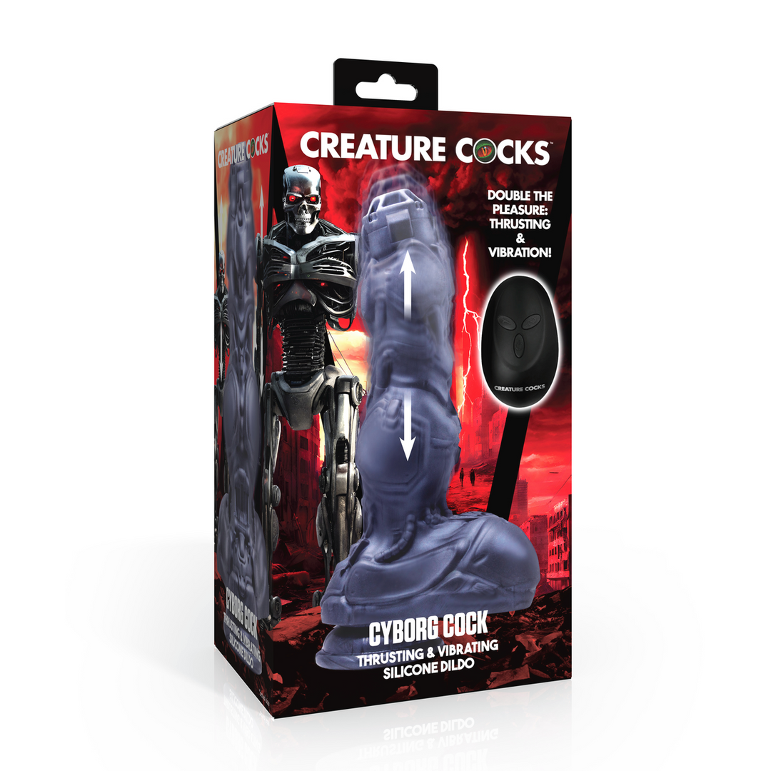 Dildo Cyborg stoßend und vibrierend Silikon Silber 16,7 x Ø 6,4 cm