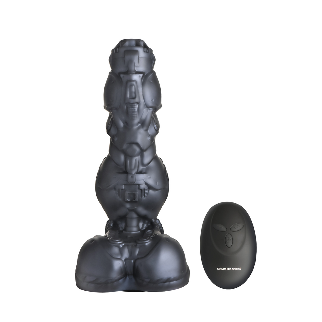 Dildo Cyborg stoßend und vibrierend Silikon Silber 16,7 x Ø 6,4 cm