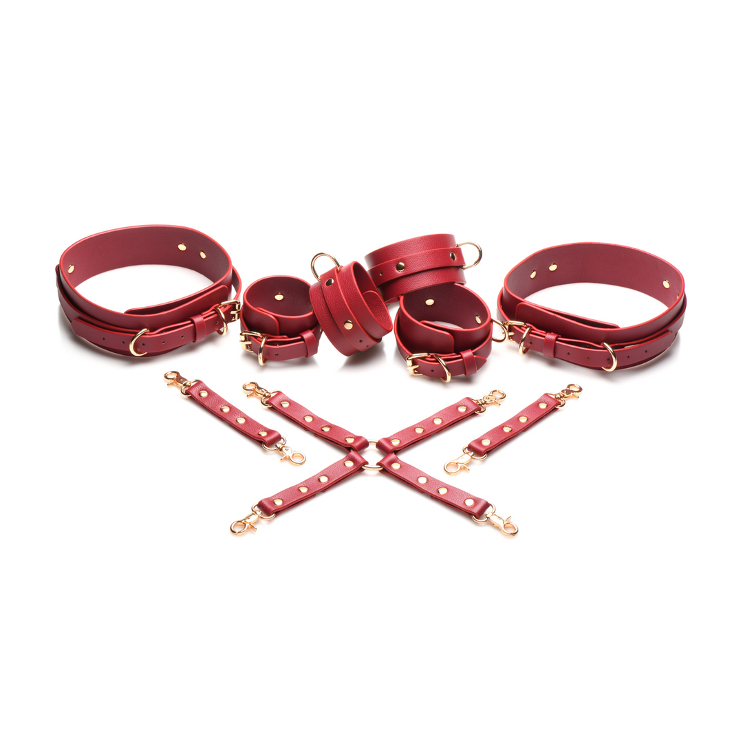 Hogtie-Fesseln Crimson Captive für Oberschenkel, Handgelenke und Knöchel Rot