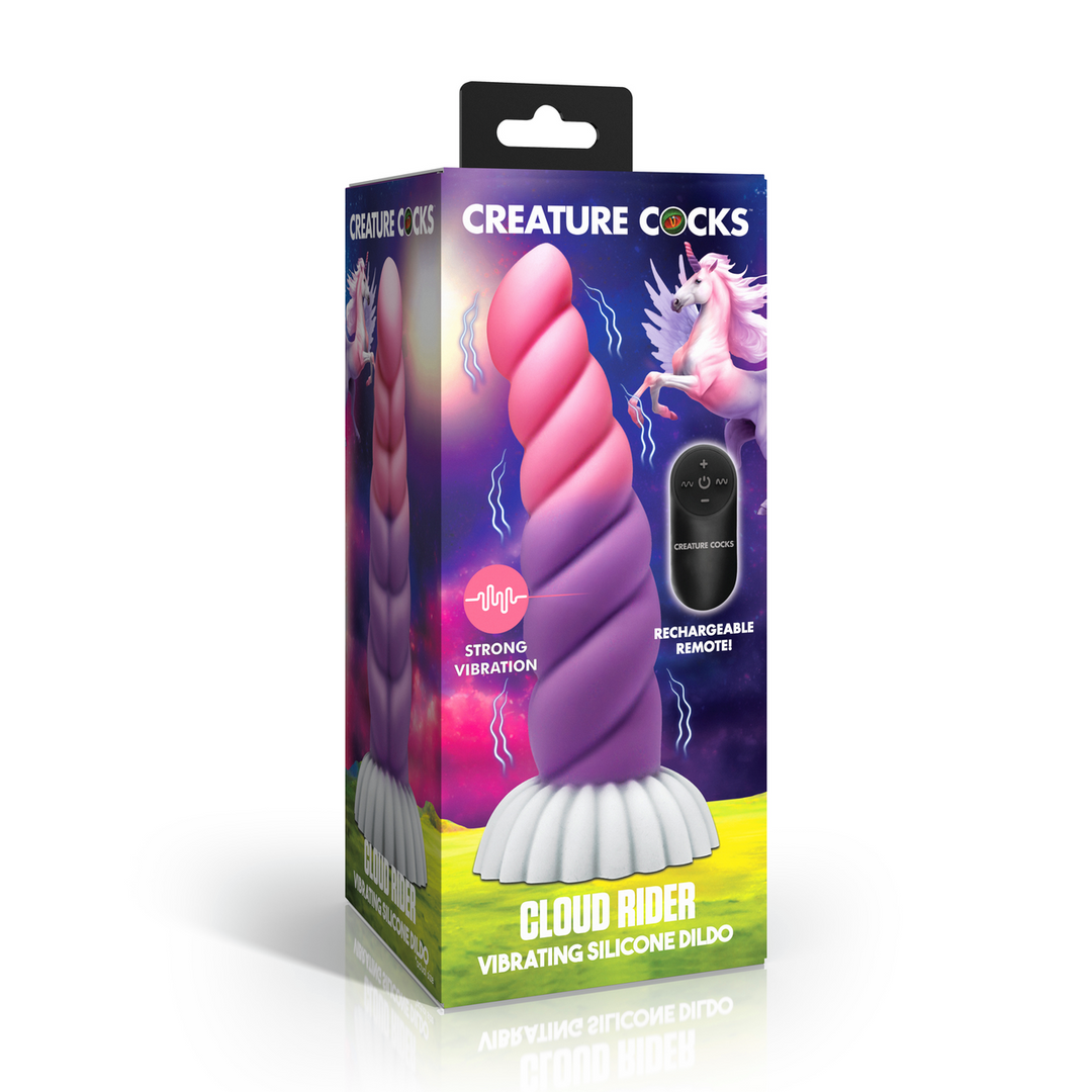 Realistischer Vibrator Cloud Rider Einhorn Silikon Pink/Violett 19 x Ø 4,3 cm