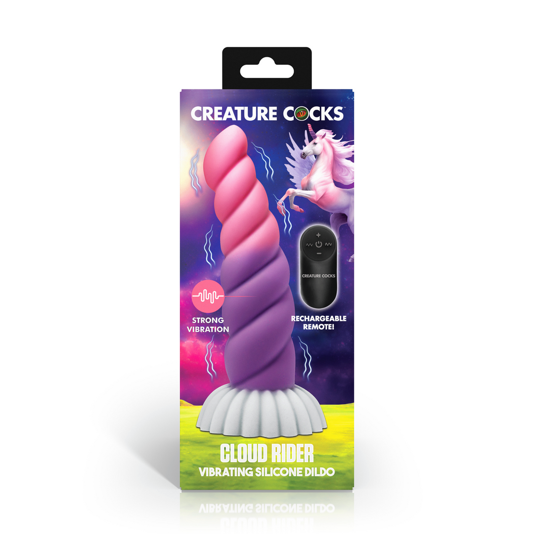 Realistischer Vibrator Cloud Rider Einhorn Silikon Pink/Violett 19 x Ø 4,3 cm