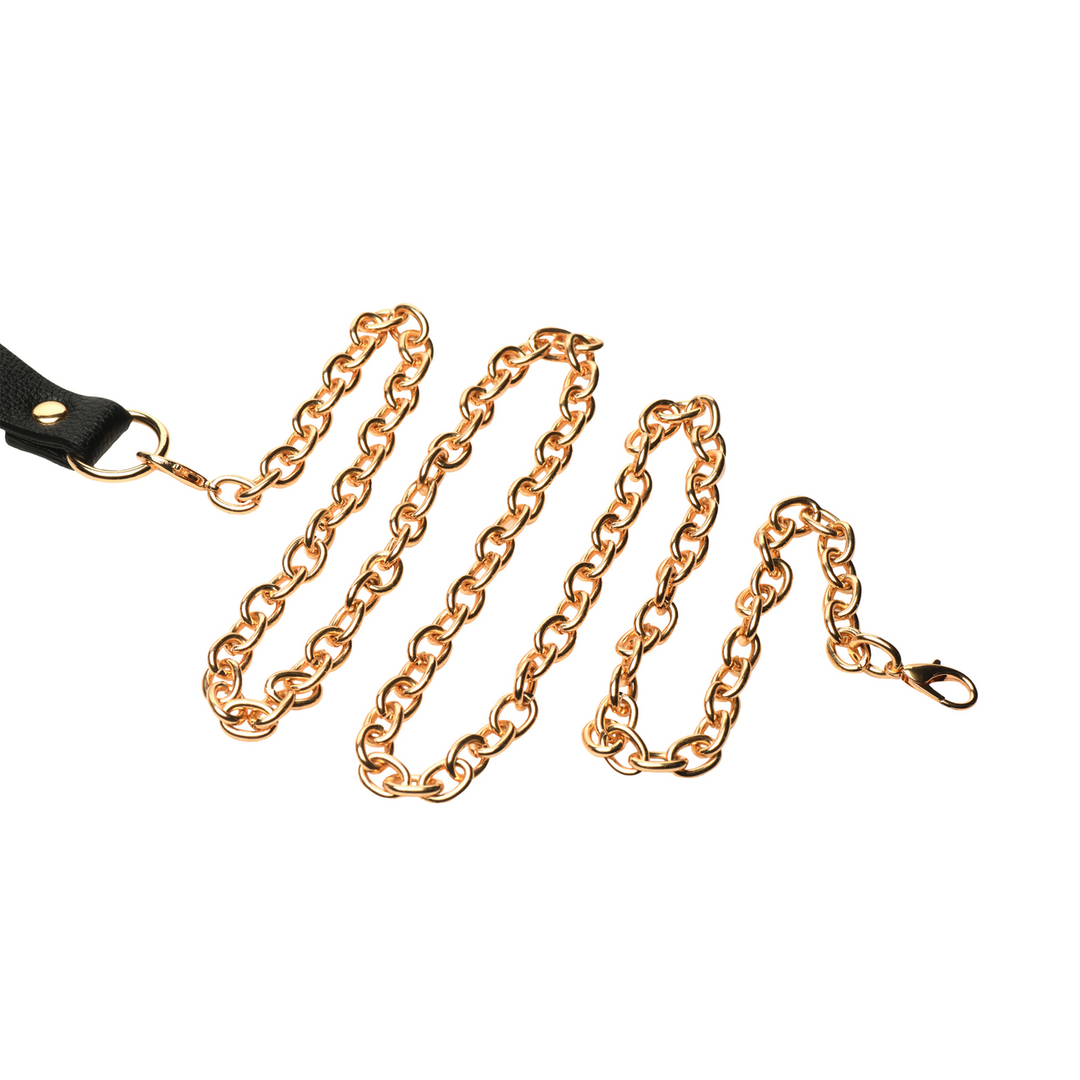 Halsband Captivate mit Körperkette Schwarz/Gold