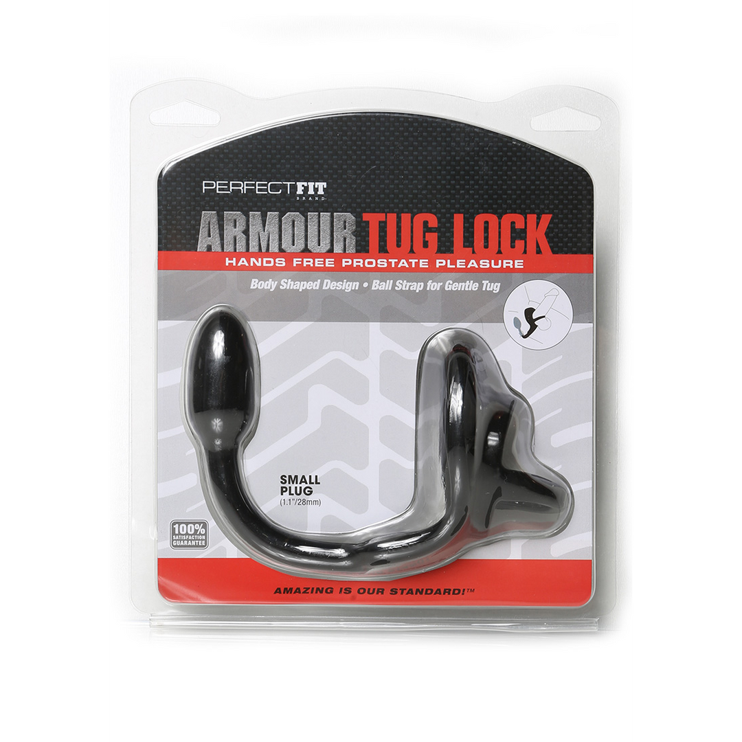 Analplug Armor Tug-Lock mit Penisring und Hodenriemen Schwarz