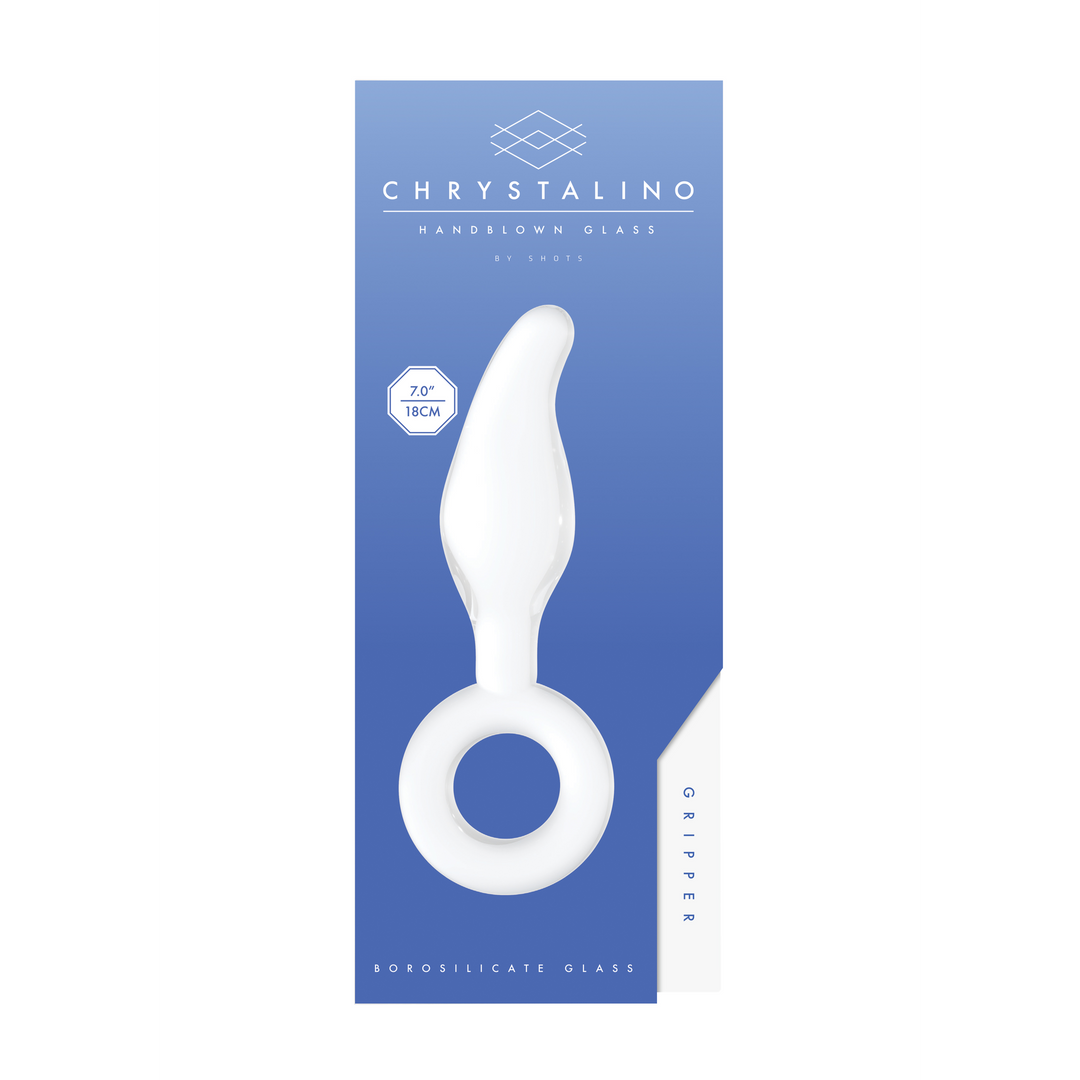 Glasdildo Gripper mit Ring Weiß 11,7 x Ø 3,7 cm