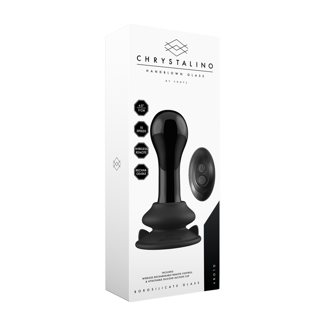 Vibrator Globy Glas mit Saugfuß Schwarz 9,4 x Ø 4,4 cm