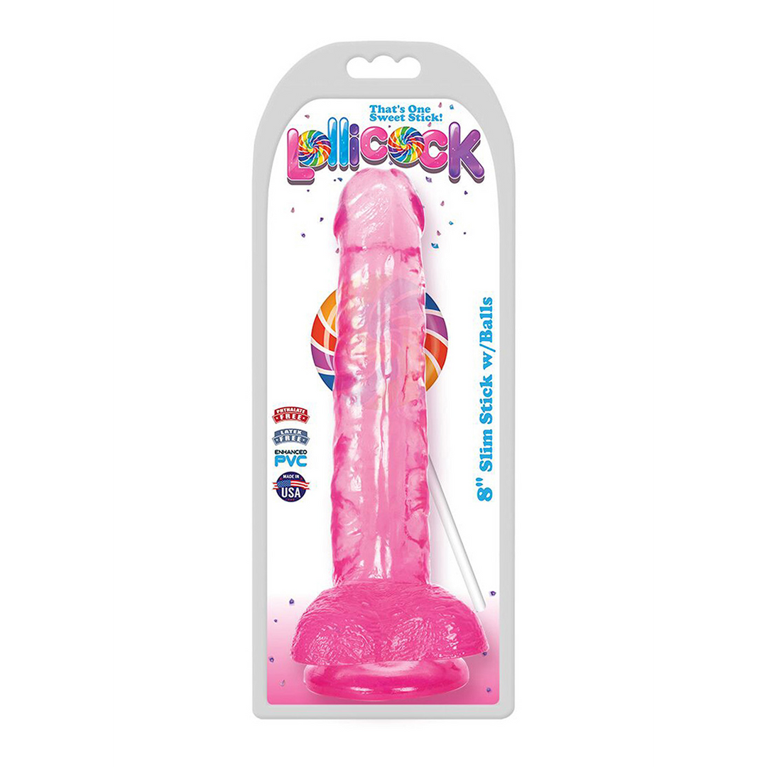 Dildo Slim Stick Cherry Ice mit Hoden Pink 19 cm