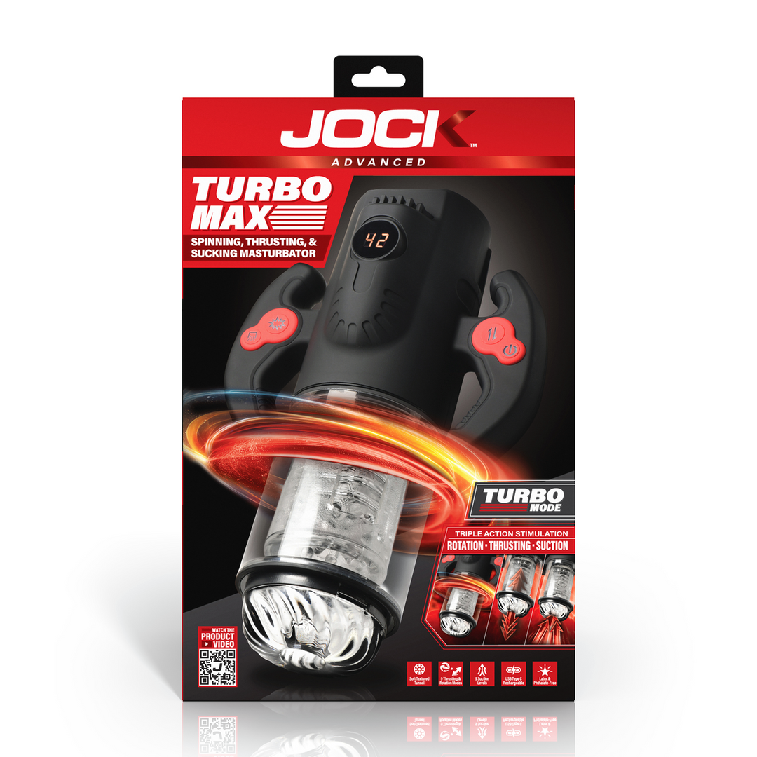 Masturbator Turbo Max rotierend, stoßend und saugend Schwarz/Rot 14,5 x Ø 8,4 cm