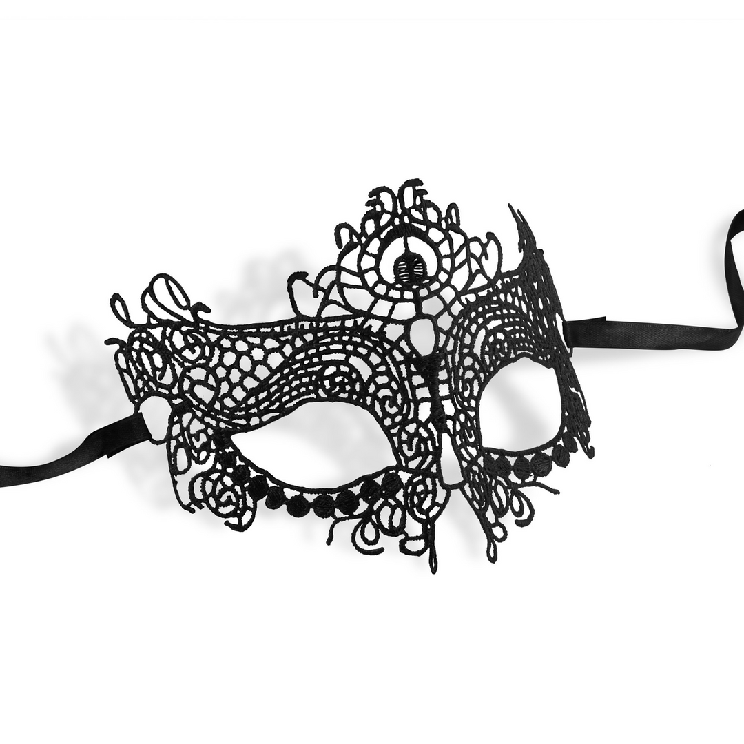 Maske Mystica aus Spitze Schwarz 9 cm