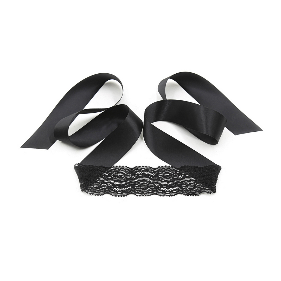 Bondage-Set Lace Me Up mit Spitze Schwarz 11,5 cm