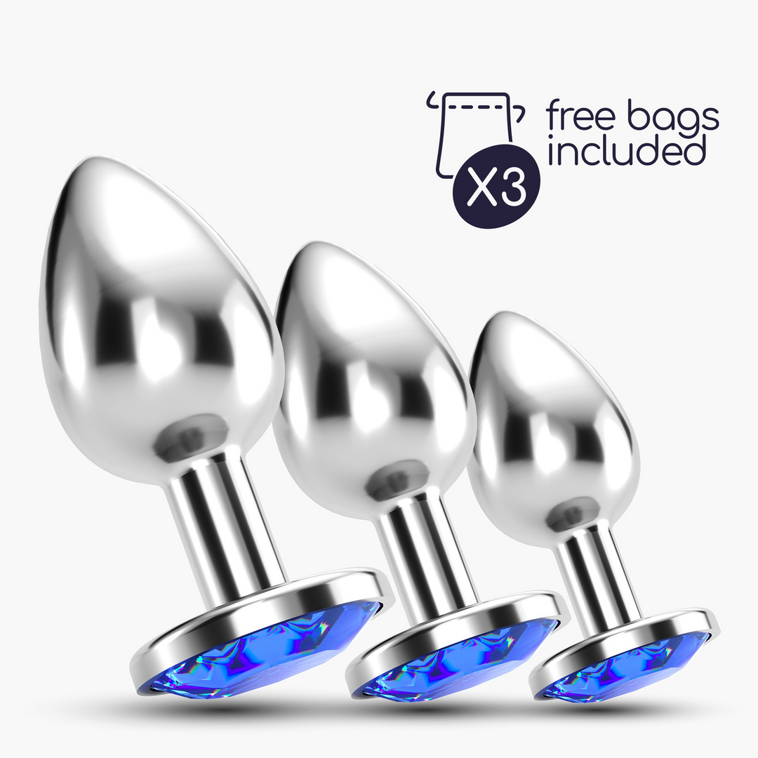 Anal-Set Bijou Train Trio 3 Schmuck-Plugs Silber/Durchsichtig 8,5 cm