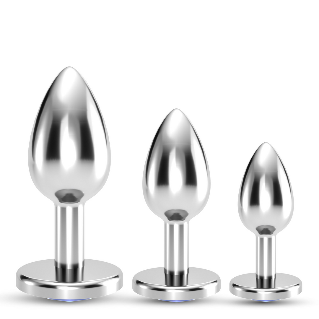 Anal-Set Bijou Train Trio 3 Schmuck-Plugs Silber/Durchsichtig 8,5 cm