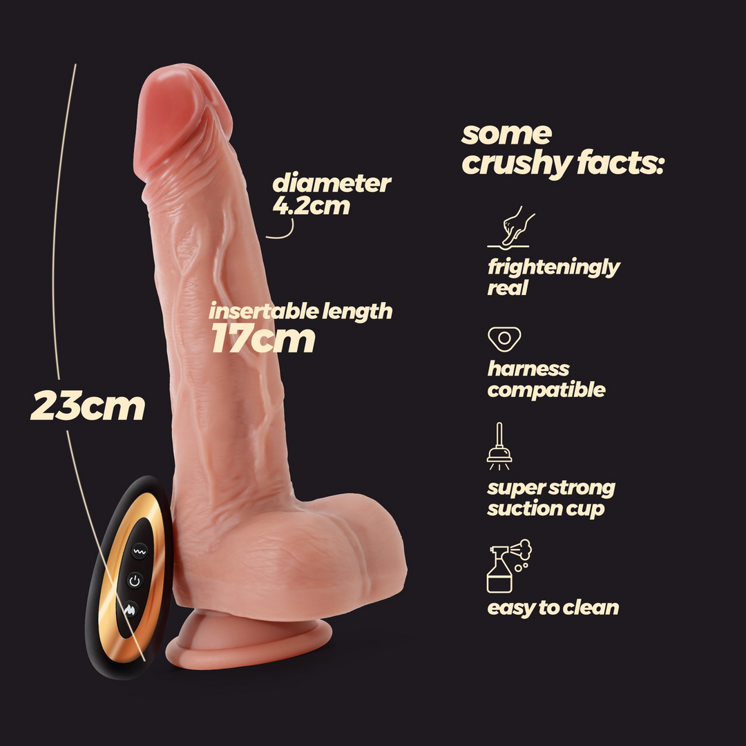 Vibrator Inviktus mit Stoß-, Rotations- und Wärmefunktion Hautfarbe 17 x Ø 4,2 cm
