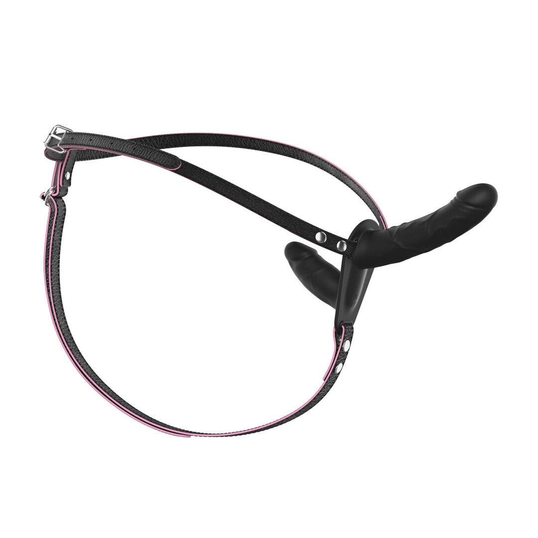 Strap-on Crushious Labionda Doppel-Harness mit Fernbedienung Schwarz 24 x Ø 3,7 cm