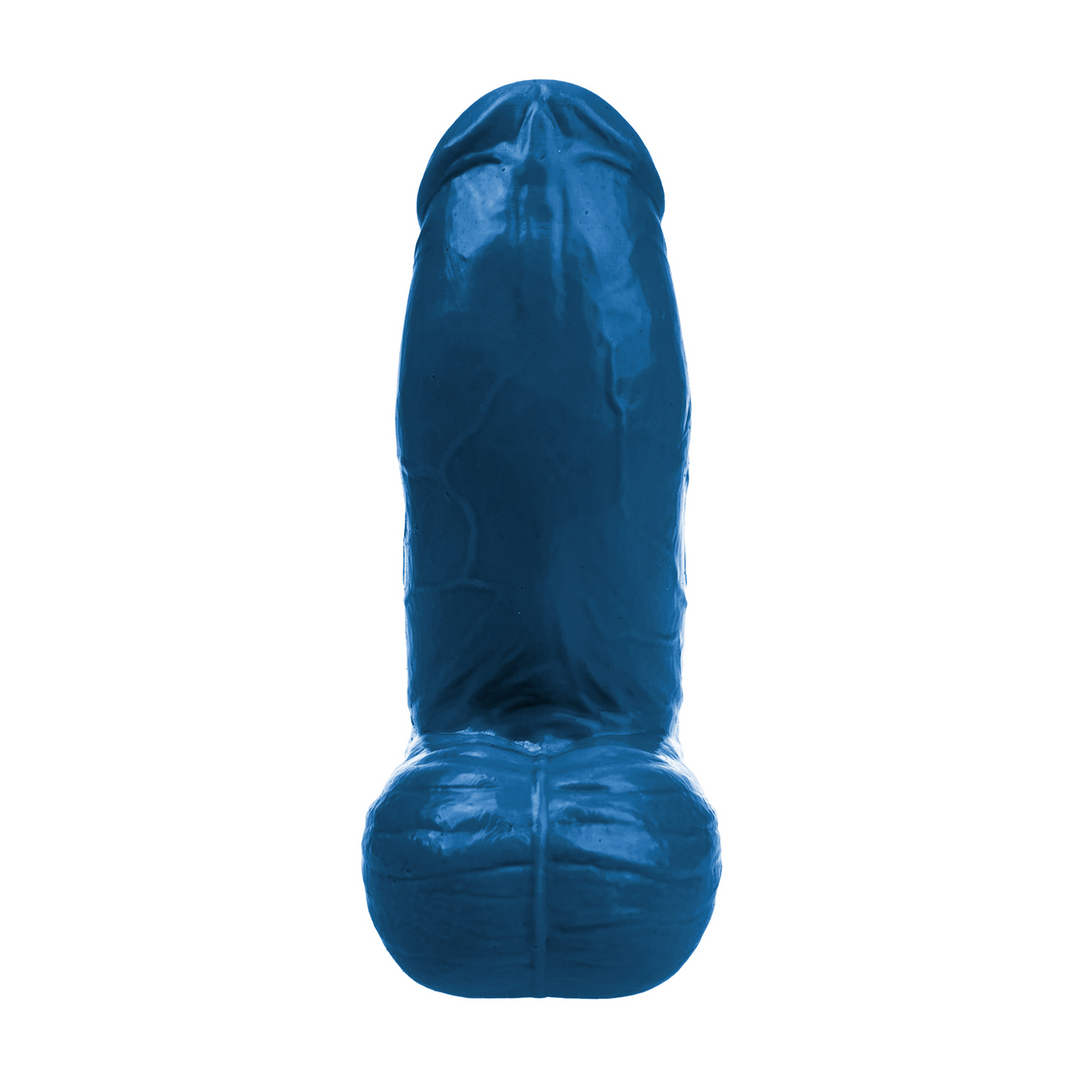 Realistischer Dildo Thor L gebogen mit Hoden Blau 18 x Ø 8 cm