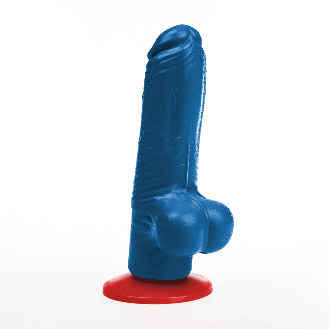 Realistischer Dildo Tyr S mit Hoden Blau 10,5 x Ø 4 cm