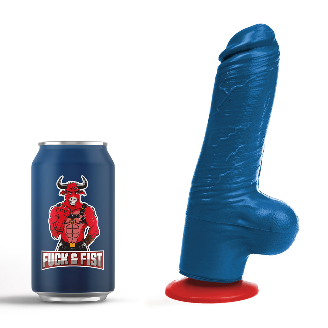 Realistischer Dildo Tyr M mit Hoden Blau 13 x Ø 5 cm