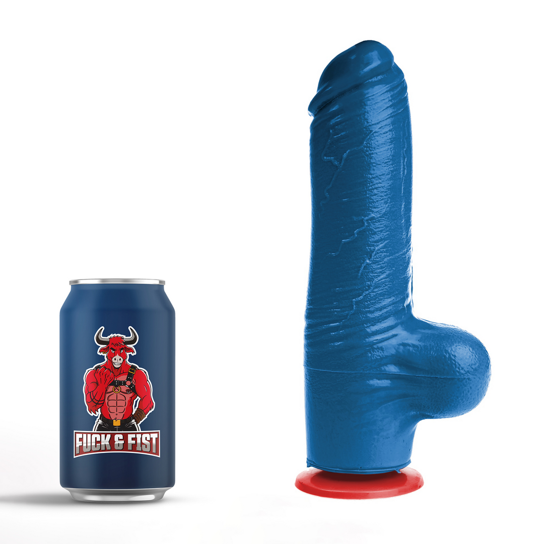 Realistischer Dildo Tyr L mit Hoden Blau 16 x Ø 6 cm