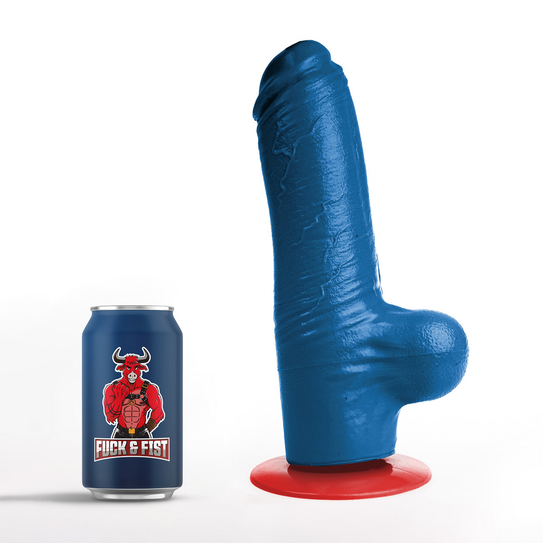 Realistischer Dildo Tyr XL mit Hoden Blau 18 x Ø 7,3 cm