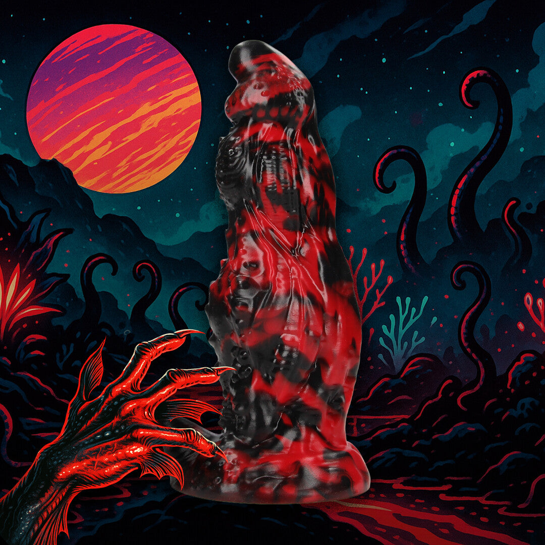 Dildo Hell Night Fiend Silikon Schwarz/Rot 18 x Ø 6,5 cm