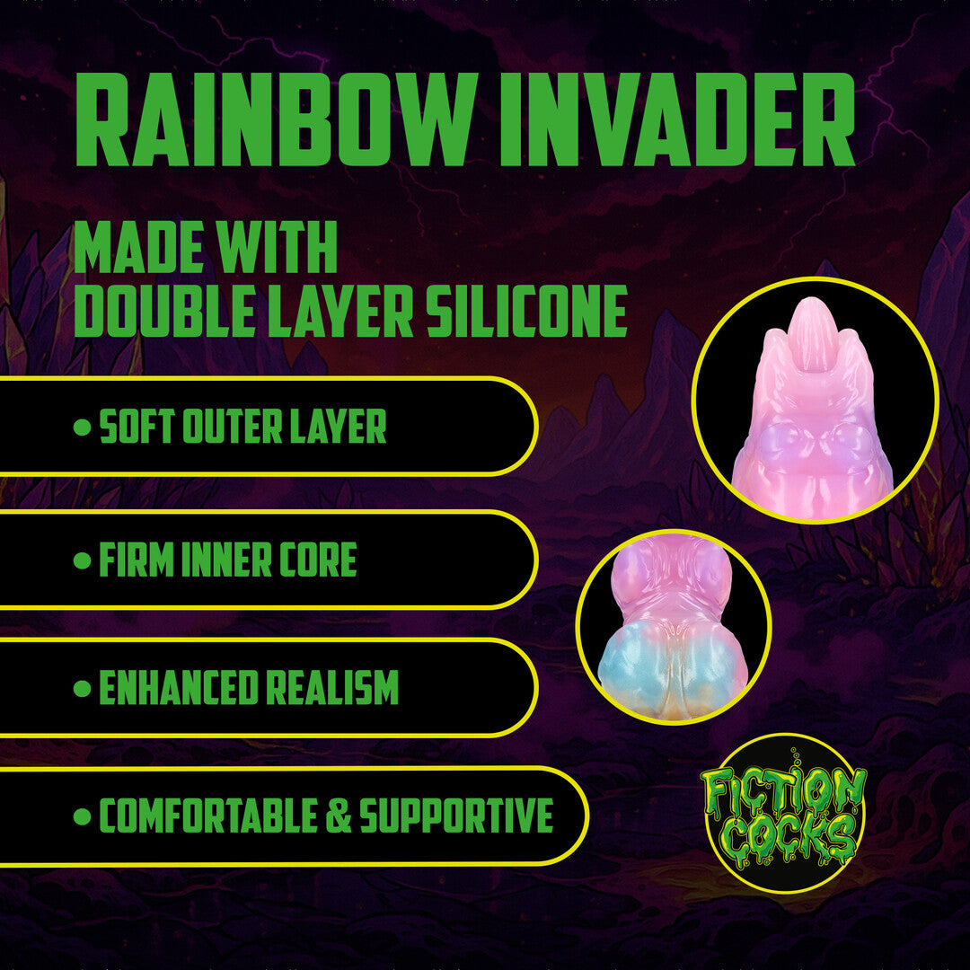 Dildo Rainbow Invader Silikon Regenbogen 19 x Ø 6 cm