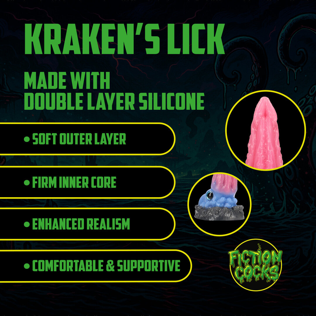 Dildo Kraken's Lick Silikon Schwarz/Rot 15 x Ø 5 cm